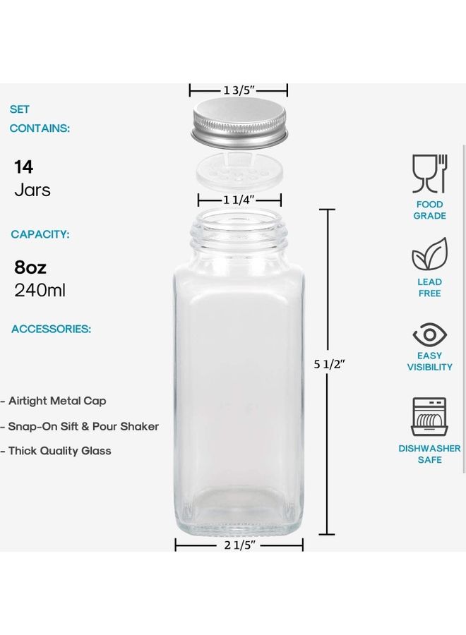 XiuWoo - 14-Piece Spice Jar And Accessory Set Multicolour 240ml - Image 1