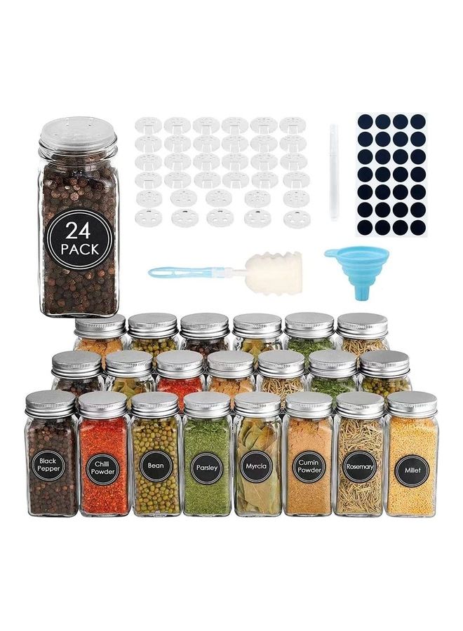 XiuWoo 24-Piece Glass Spice Jar Set Multicolour 10.5x4.3cm  - Image 1