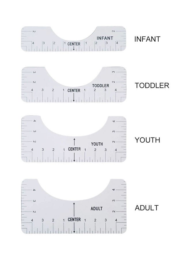 4-Piece T-Shirt Alignment Ruler White - Image 3