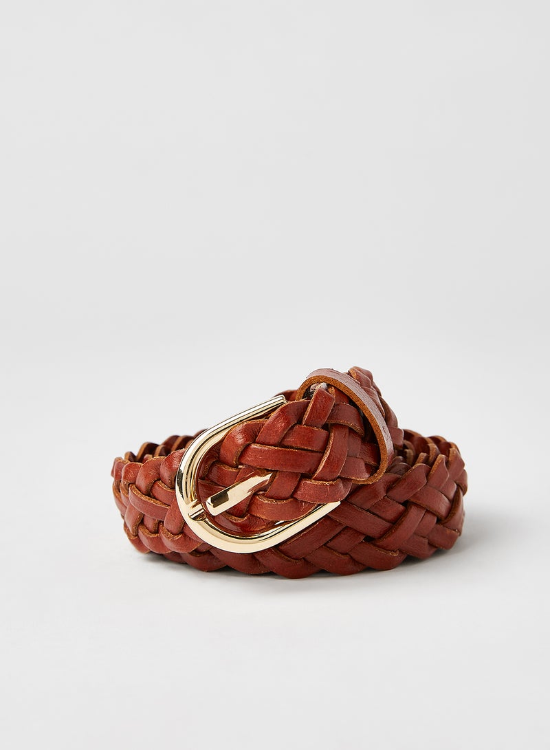 PIECES Leather Waist Belt Cognac - Image 1