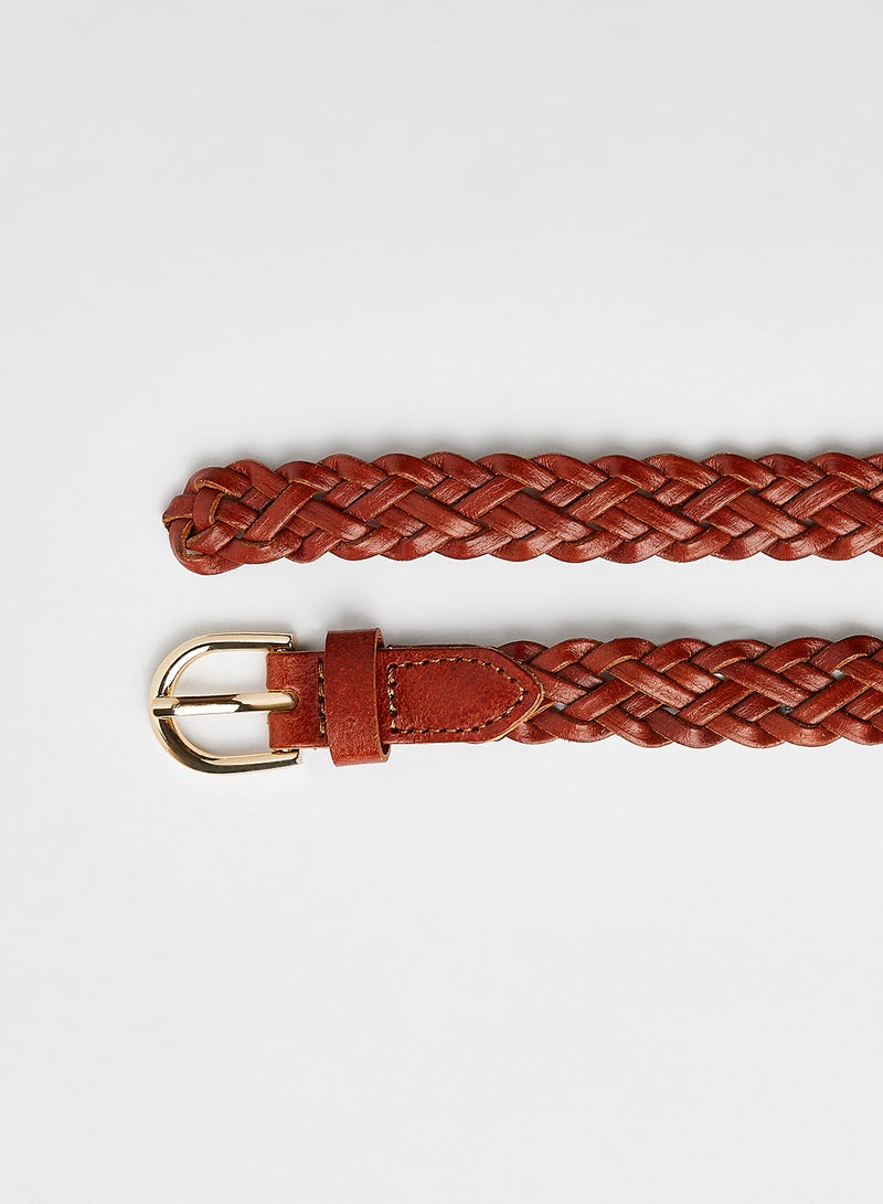 PIECES Leather Waist Belt Cognac - Image 3