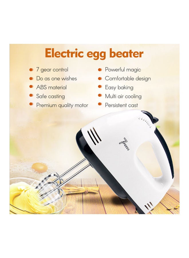 Generic - 7 Gear Electric Egg Beater Automatic Hand Mixer Blender Plastics Rotating Push Whisk Cream Mixer Stirrer White - Image 1