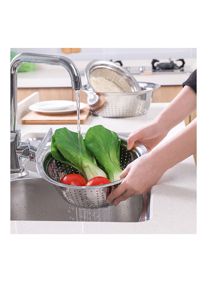 وعاء خضراوات من الفولاذ المقاوم للصدأ وحوض الأرز فضي - Image 4