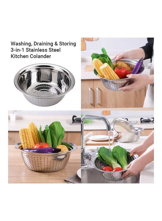 وعاء خضراوات من الفولاذ المقاوم للصدأ وحوض الأرز فضي - Image 5