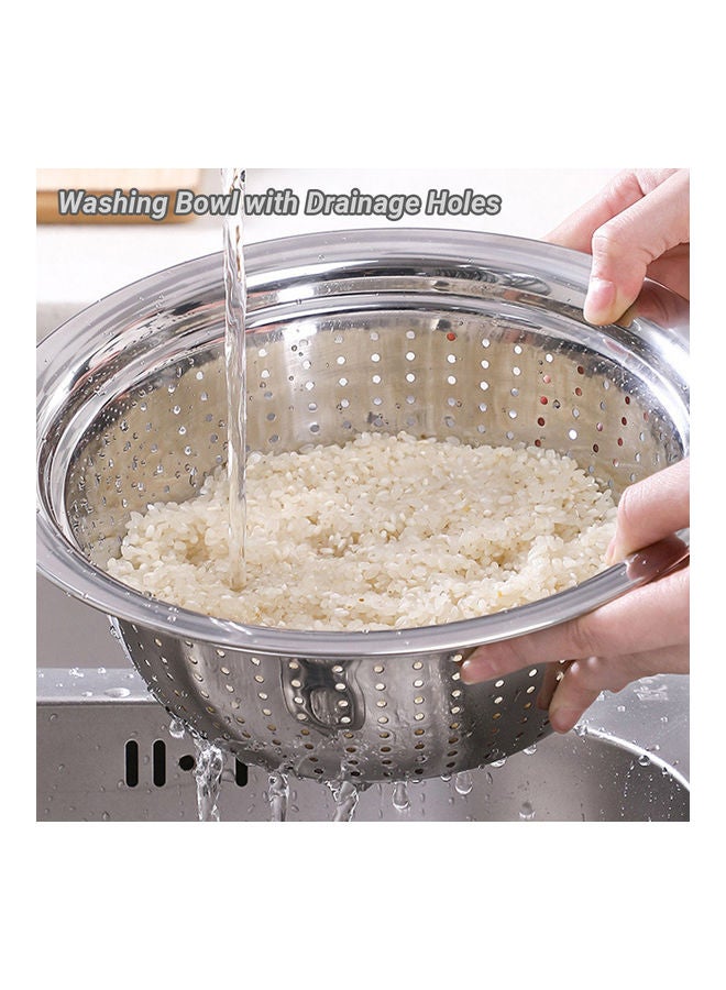 وعاء خضراوات من الفولاذ المقاوم للصدأ وحوض الأرز فضي - Image 3