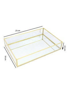 East Lady Metal Glass Serving Tray Gold/Clear 25 x 18 x 4.5cm  - Image 2