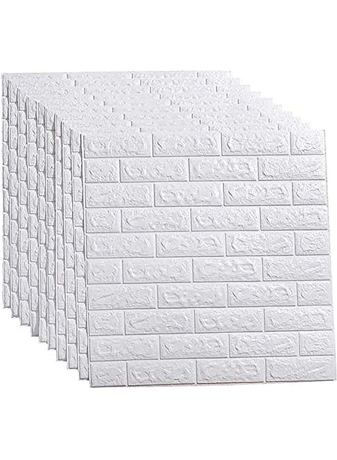 LINGWEI - 10-Piece Self Adhesive Tile Brick Wall Stickers White - Image 1
