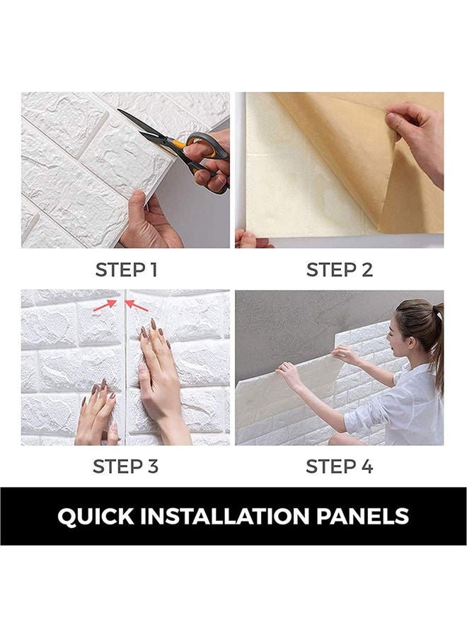 LINGWEI - 10-Piece Self Adhesive Tile Brick Wall Stickers White - Image 1