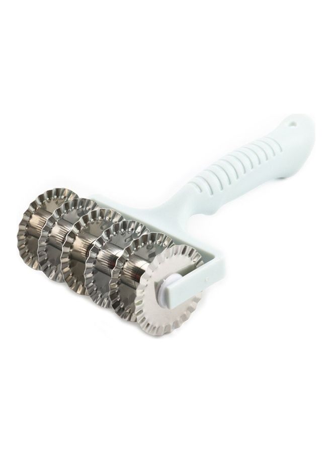 Rolling Dough Cutter Stainless Steel Pizza Wheel Cookie Biscuit Scraper Slicer blue 21.5*11.9*5.5cm  - Image 1