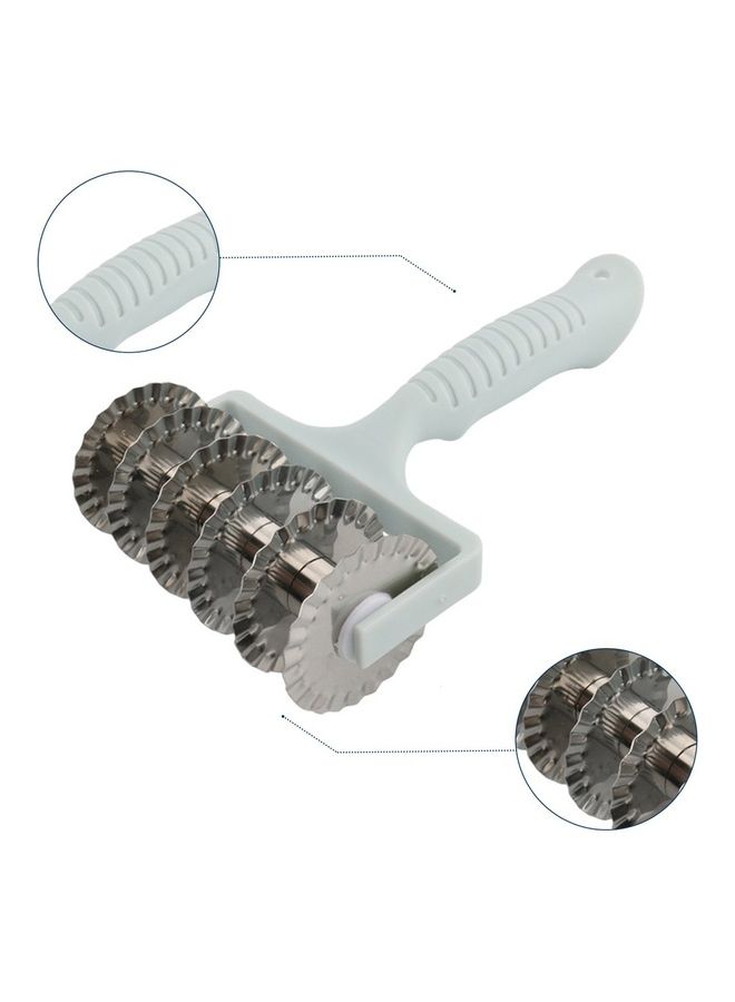 Rolling Dough Cutter Stainless Steel Pizza Wheel Cookie Biscuit Scraper Slicer blue 21.5*11.9*5.5cm  - Image 2