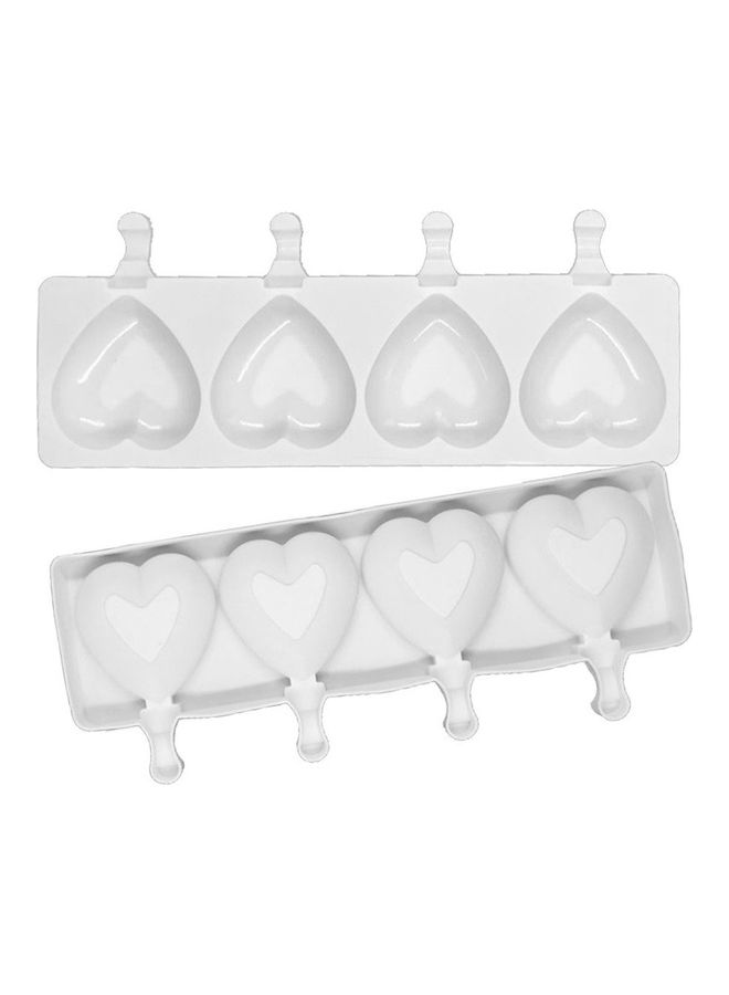 قالب آيس كريم على شكل قلب مكون من 4 تجاويف أبيض 37 x 15 x 2.5سم - Image 2