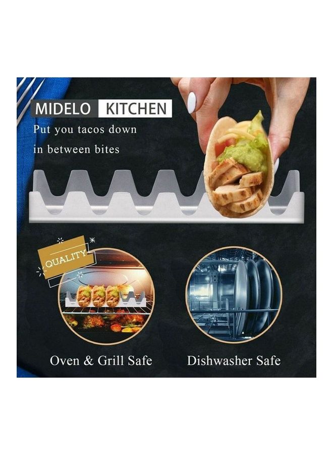 Generic Taco Holder Oven Grill Tray silver 34x6.6x4.8cm  - Image 3