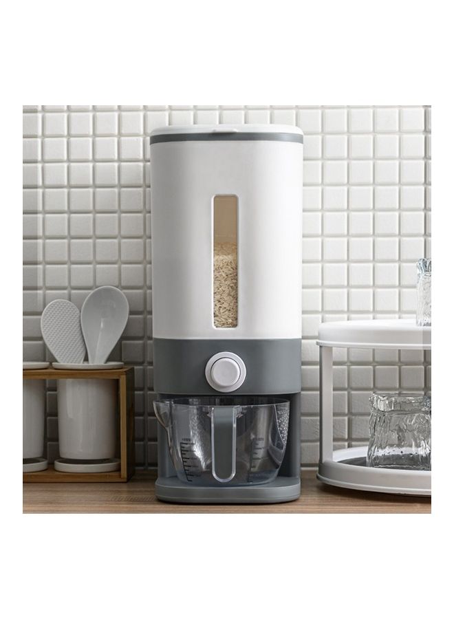 Push Type Rice Storage Box With Scale Grey/White 35.5 x 18 x 43cm - Image 1