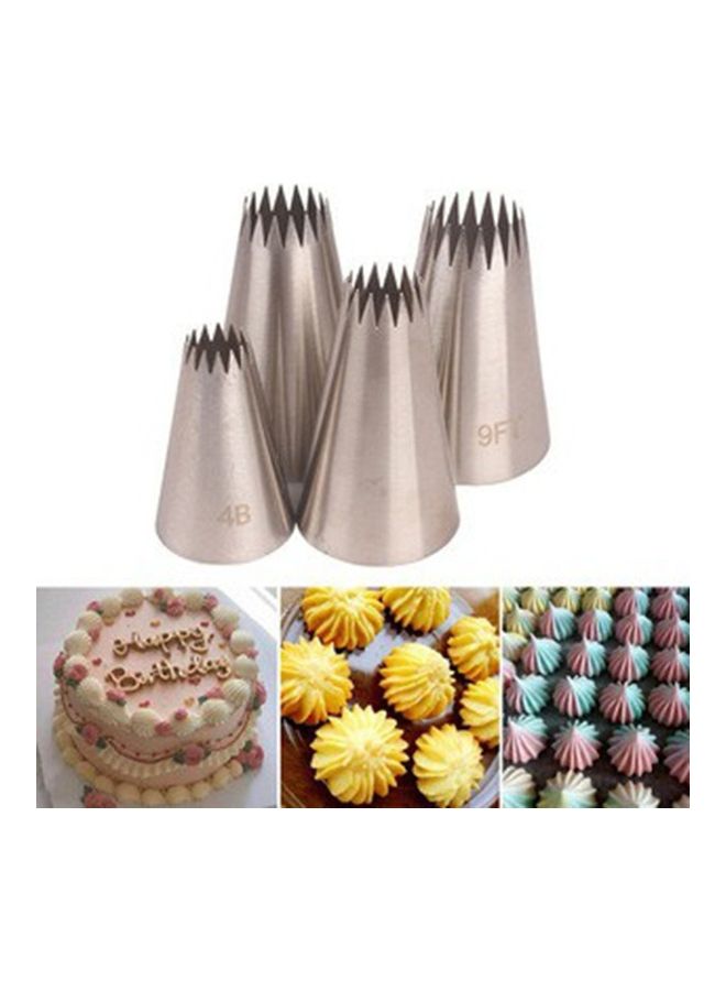 Generic 4-Piece  Stainless Steel Biscuit Cake Nozzle Silver 13x18x6cm  - Image 2