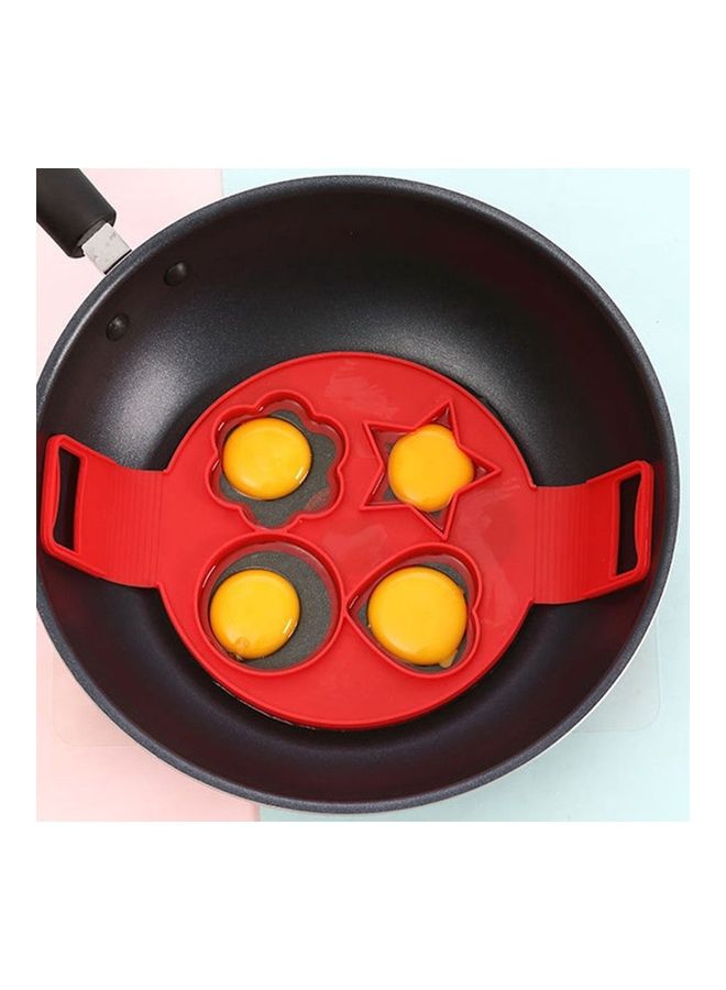 Generic - 4 Hole Silicone Non Stick Egg Pancake Maker Mold Red 34x19x1.5cm - Image 1