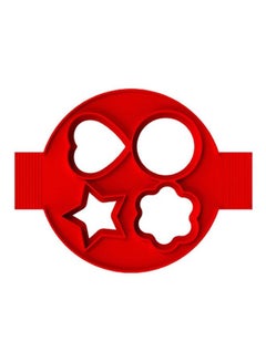 4 Hole Silicone Non Stick Egg Pancake Maker Mold Red 34x19x1.5cm