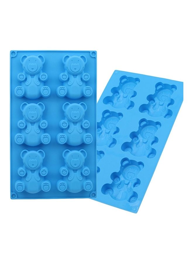 6 Cavity Cartoon Silicone Baking Bear Cake Mold Blue 30x18x2cm  - Image 3