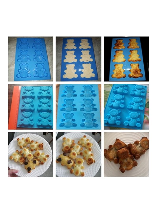 6 Cavity Cartoon Silicone Baking Bear Cake Mold Blue 30x18x2cm  - Image 2