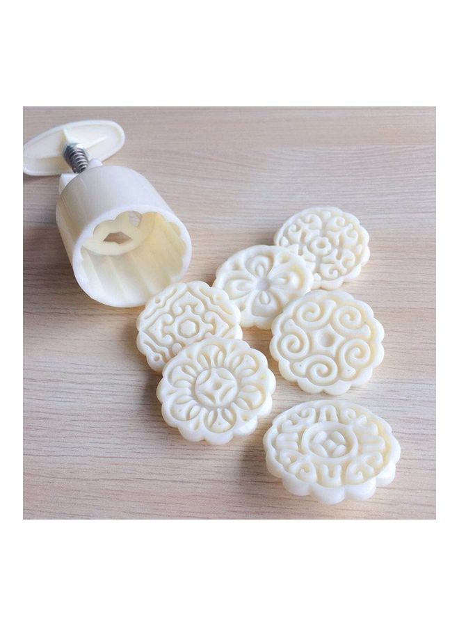 Round Shape Hand Pressed Adjustable Food Pastry Moon Cake Model white 14x5x4.5cm - Image 2