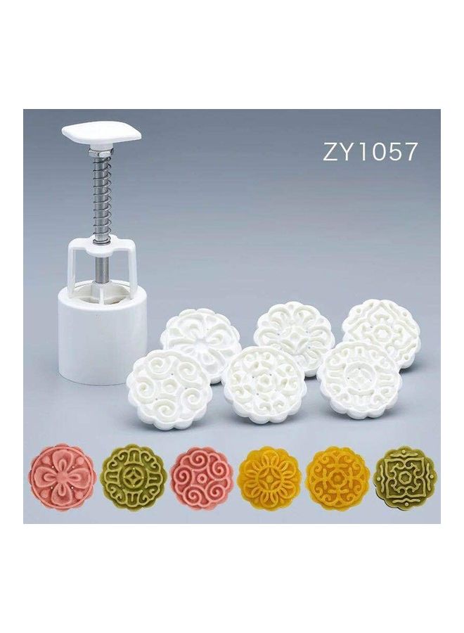 Round Shape Hand Pressed Adjustable Food Pastry Moon Cake Model white 14x5x4.5cm - Image 4