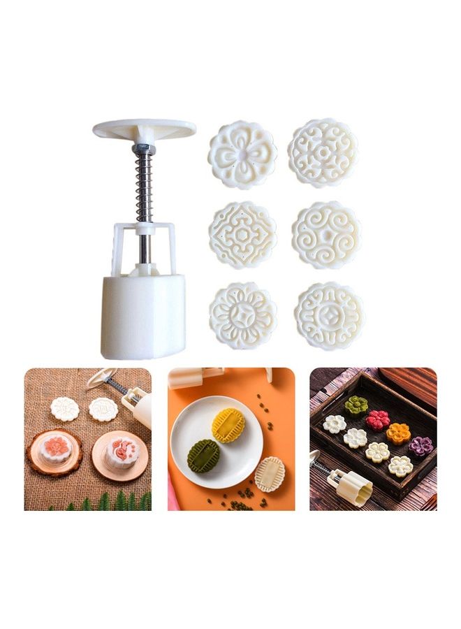 Round Shape Hand Pressed Adjustable Food Pastry Moon Cake Model white 14x5x4.5cm - Image 5