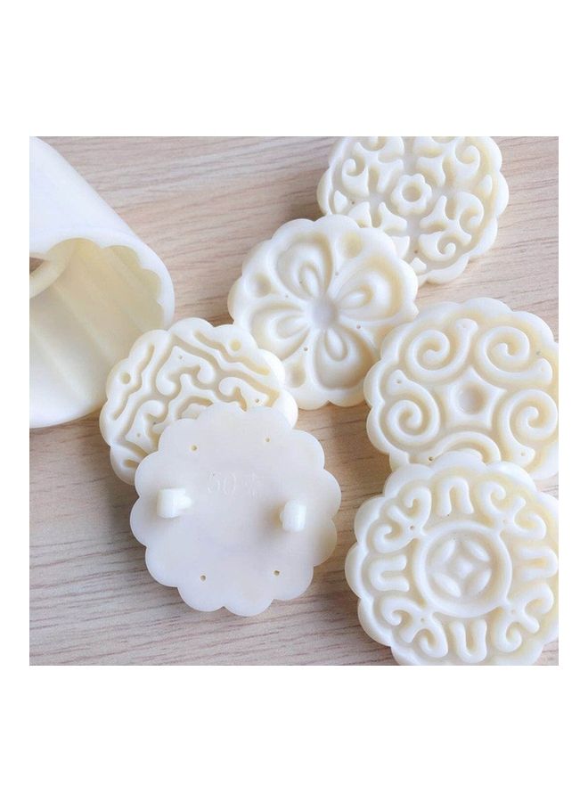 Round Shape Hand Pressed Adjustable Food Pastry Moon Cake Model white 14x5x4.5cm - Image 3