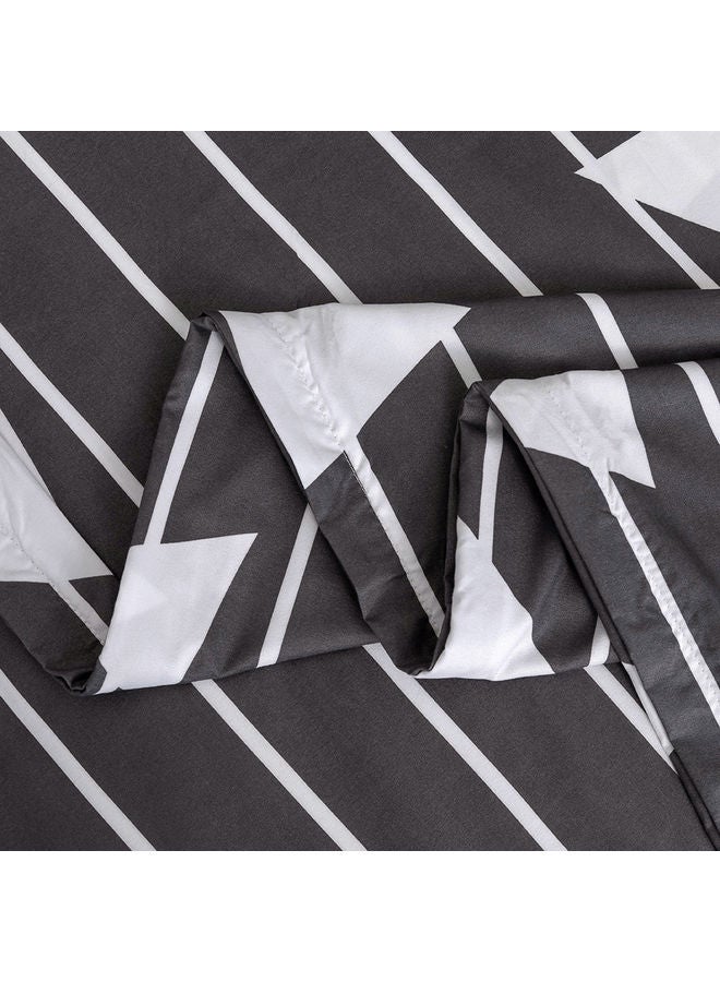 RISHAHOME 6-Piece Double Size Duvet Cover Set Microfiber Black/White  - Image 2