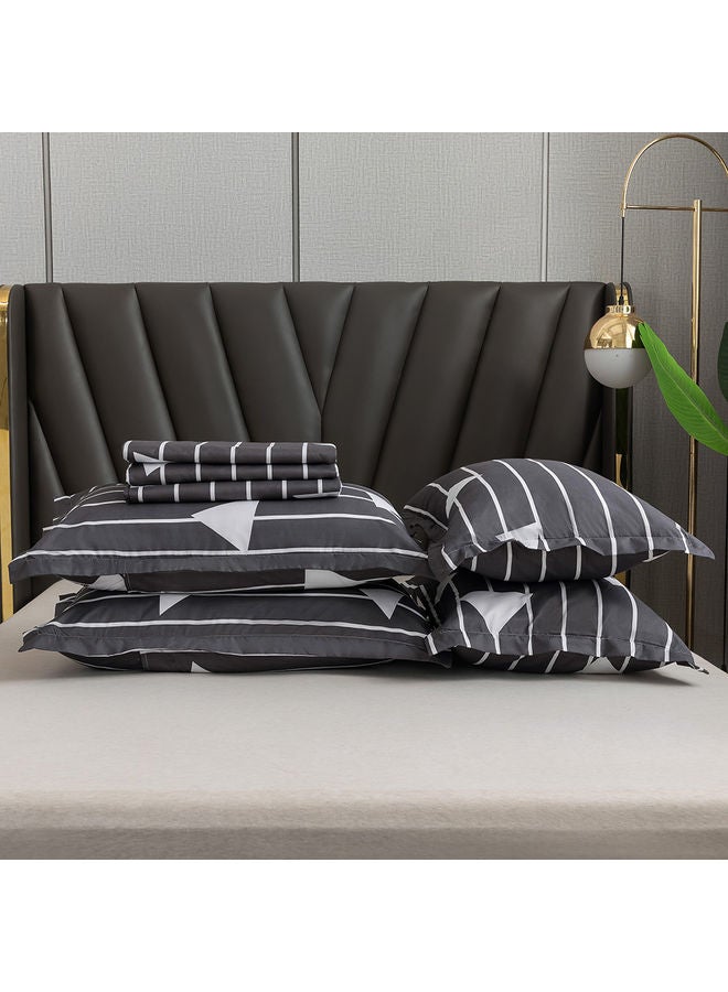 RISHAHOME 6-Piece Double Size Duvet Cover Set Microfiber Black/White  - Image 3