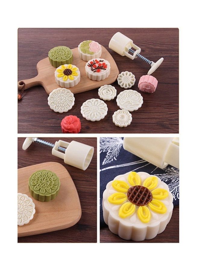 6-Piece Flower Shaped Moon Cake Mold White 14.5x6.7x5cm - Image 2
