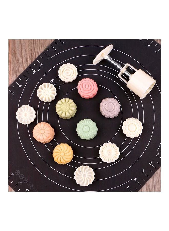 6-Piece Flower Shaped Moon Cake Mold White 14.5x6.7x5cm - Image 3