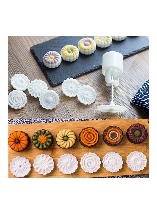 6-Piece Flower Shaped Moon Cake Mold White 14.5x6.7x5cm - Image 4