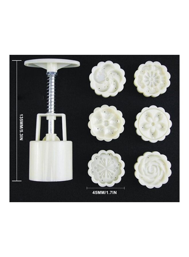 6-Piece Flower Shaped Moon Cake Mold White 14.5x6.7x5cm - Image 1