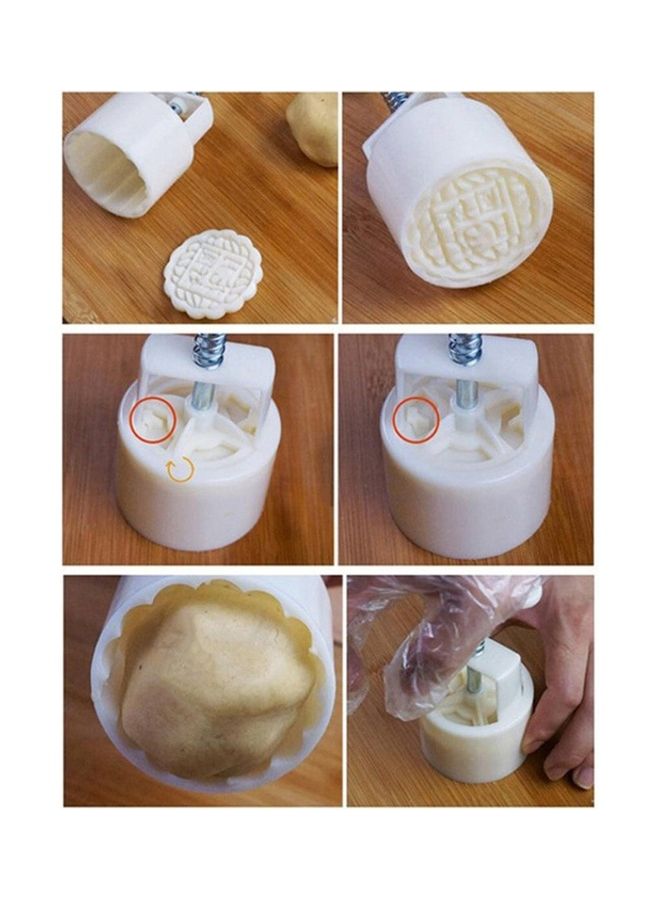 6-Piece Flower Shaped Moon Cake Mold White 14.5x6.7x5cm - Image 5