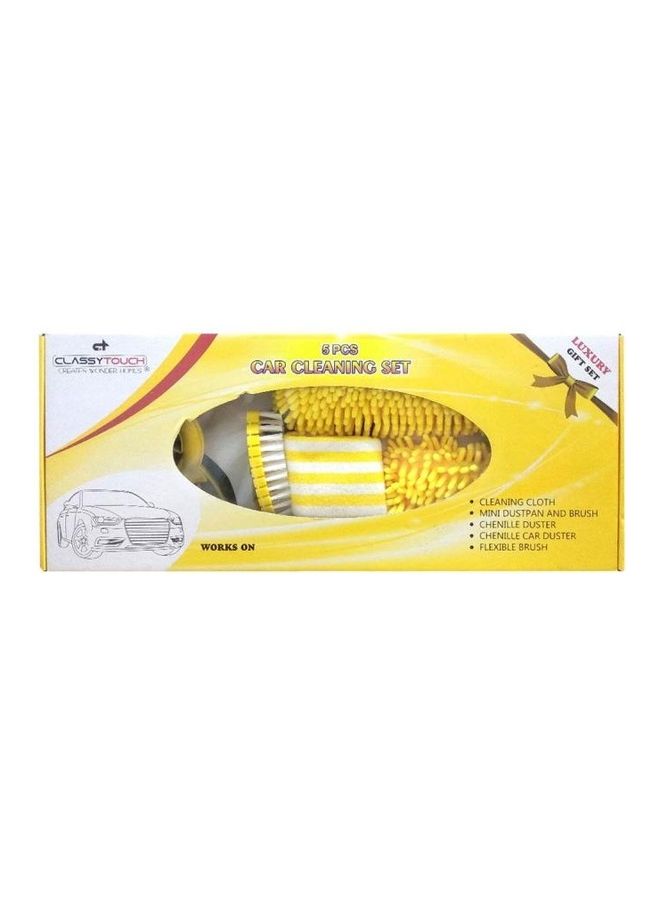 كلاسي تاتش مجموعة تنظيف السيارة مكونة من 5 قطع أصفر/ أبيض 63x26x9سم - Image 2