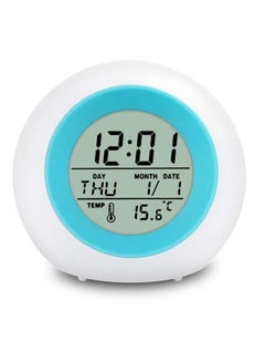 LCD Display Colour Changing Night Light Digital Alram Clock White 2.76x2.76x3.54inch