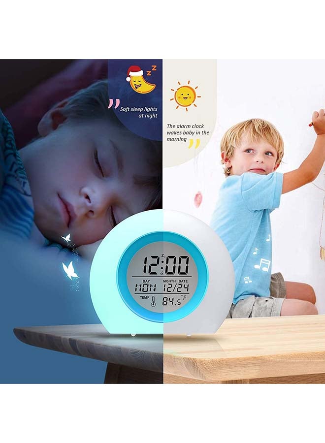 Toshionics - LCD Display Colour Changing Night Light Digital Alram Clock White 2.76x2.76x3.54inch - Image 1