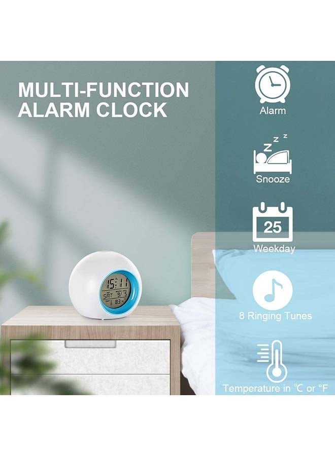 Toshionics - LCD Display Colour Changing Night Light Digital Alram Clock White 2.76x2.76x3.54inch - Image 1