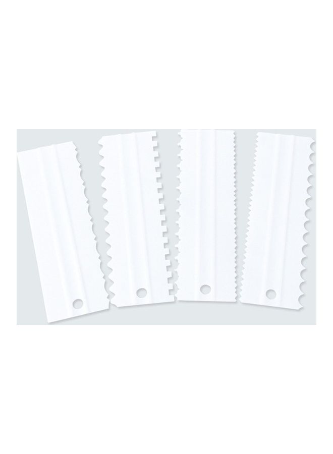 Generic 4-Piece Cake Decorating Comb Scraper White 22x10x1.5cm  - Image 1