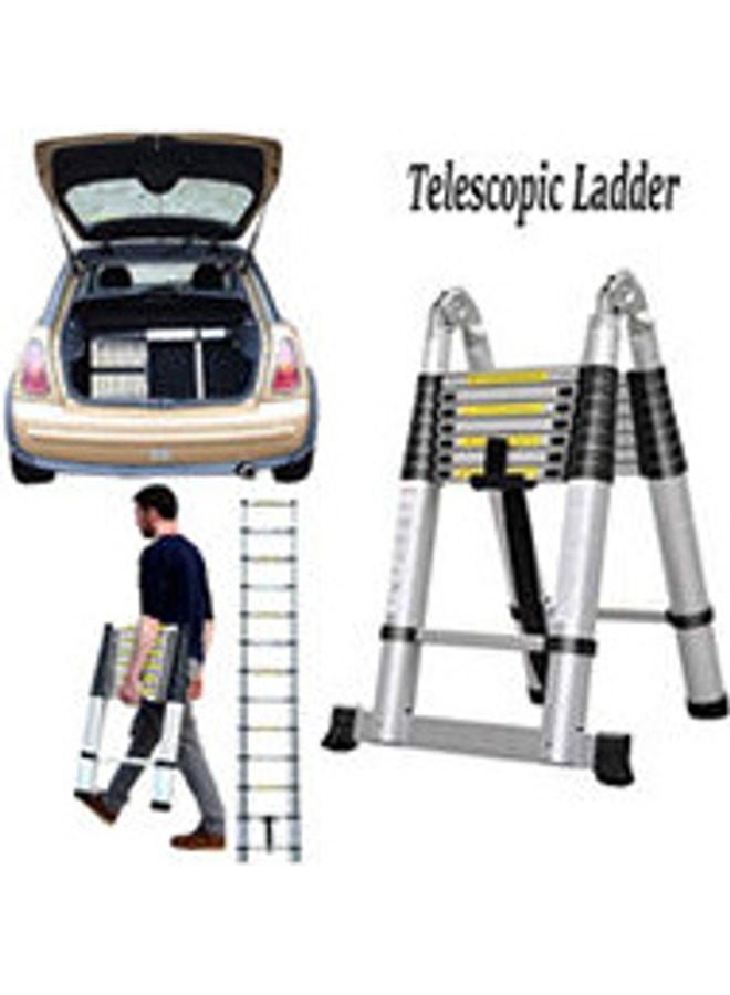 Telescopic Ladder 5.6M Aluminum Portable Multi-Purpose Ladder Steps Extension Extendable Ladder for Outdoor / Indoor Silver 5.6meter - Image 1