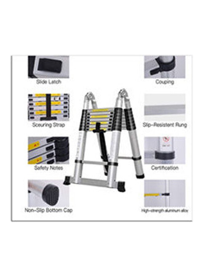 Telescopic Ladder 5.6M Aluminum Portable Multi-Purpose Ladder Steps Extension Extendable Ladder for Outdoor / Indoor Silver 5.6meter - Image 3