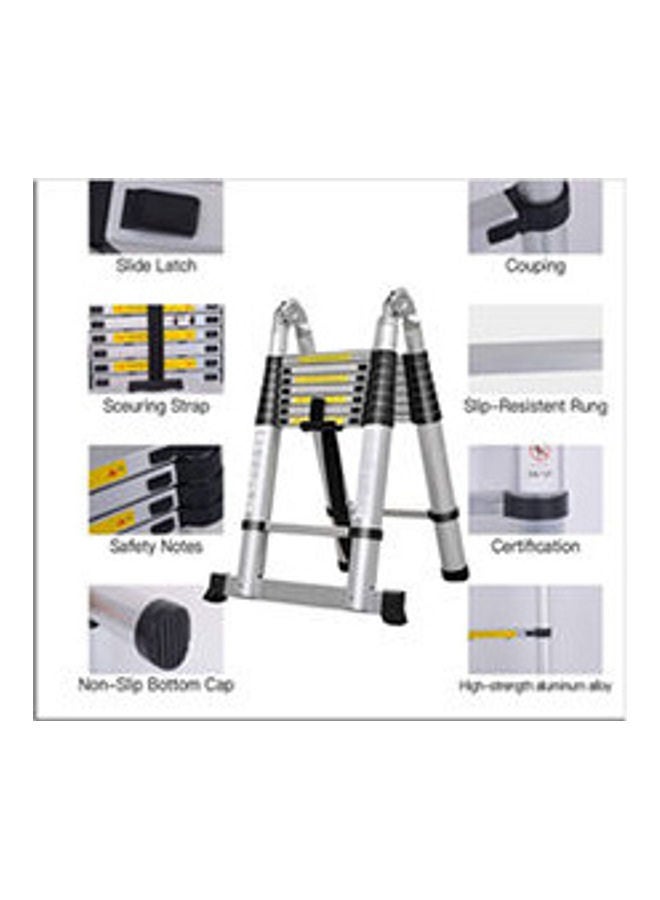 Telescopic Ladder 5.6M Aluminum Portable Multi-Purpose Ladder Steps Extension Extendable Ladder for Outdoor / Indoor Silver 5.6meter - Image 4