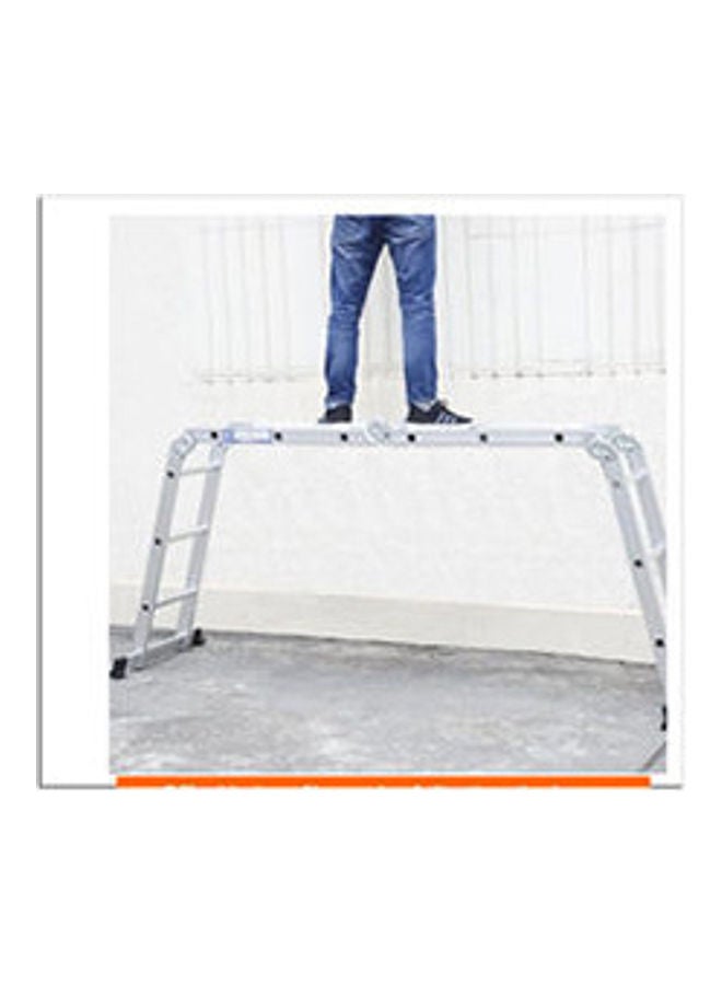 Generic - Folding Extension Ladders, Multi Purpose Platform Extendable Scaffold Aluminum Step Ladder 5.8M Silver 5.8meter - Image 1