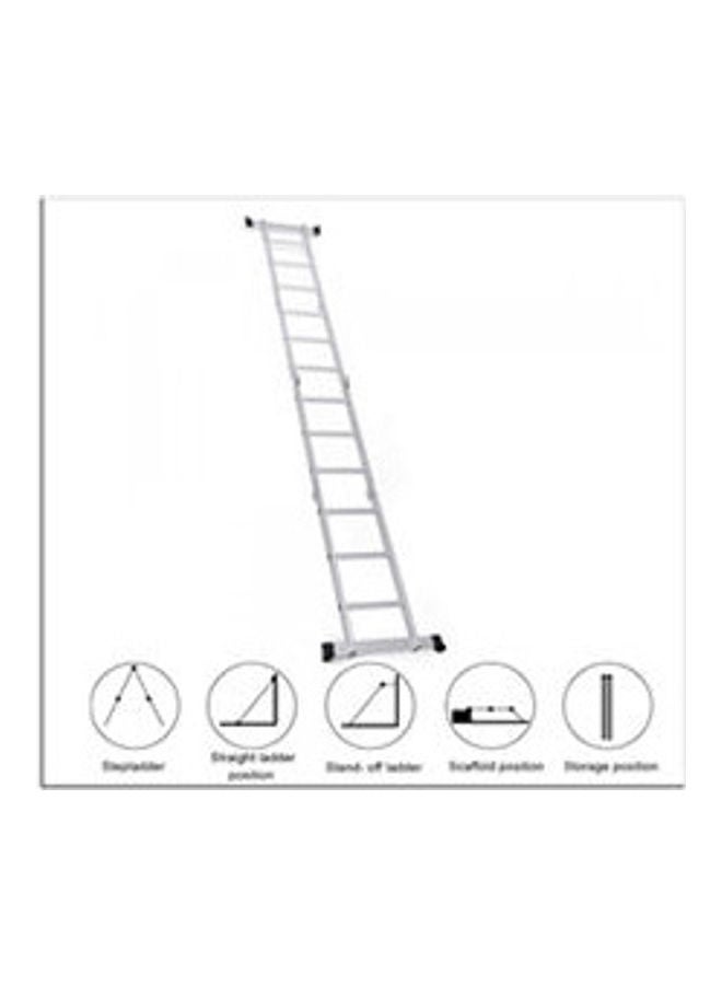 Generic - Folding Extension Ladders, Multi Purpose Platform Extendable Scaffold Aluminum Step Ladder 5.8M Silver 5.8meter - Image 1