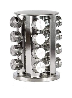 ARTC 16 Glass Jars Spice Rack Set Silver 20x20x30cm  - Image 1