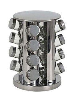 ARTC 16 Glass Jars Spice Rack Set Silver 20x20x30cm  - Image 2