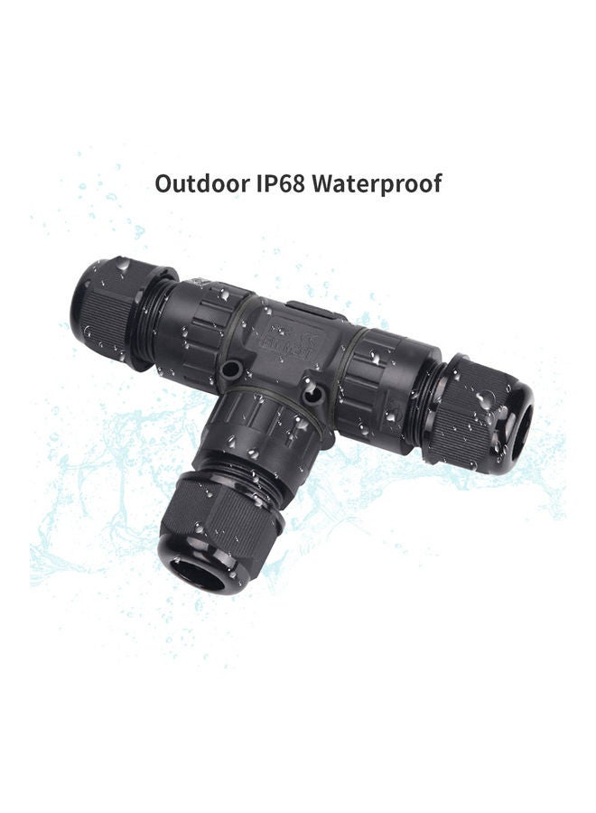 موصل كابل كهربائي خارجي على شكل حرف T مضاد للماء أسود - Image 5