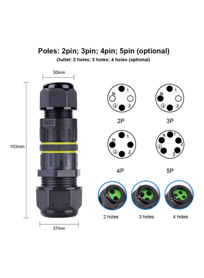 IP68 Waterproof Outdoor Electrical Cable Connector Junction Box Black - Image 3