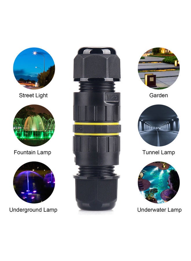 IP68 Waterproof Outdoor Electrical Cable Connector Junction Box Black - Image 2