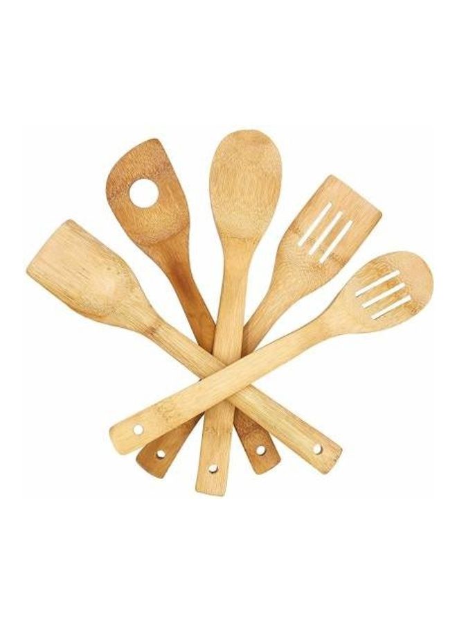 كلاسي تاتش طقم ملاعق تقديم خشبية مكون من 5 قطع بني 30x10x6سم - Image 2