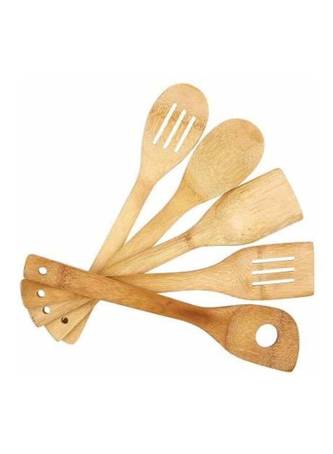 كلاسي تاتش طقم ملاعق تقديم خشبية مكون من 5 قطع بني 30x10x6سم - Image 4